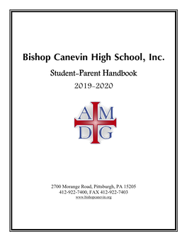 Bishop Canevin High School, Inc. Student-Parent Handbook 2019-2020