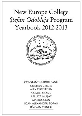 New Europe College Ştefan Odobleja Program Yearbook 2012-2013