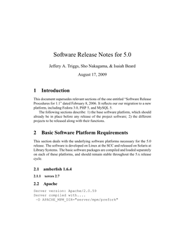 Software Release Notes for 5.0