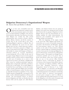 Bulgarian Democracy's Organization Weapon: Political Parties And