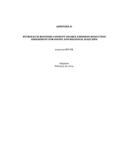 Petroleum Refinery Consent Decree Emission Reduction Assessment for Ozone and Regional Haze Sips