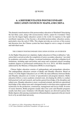 6. a Differentiated Postsecondary Education System in Mainland China