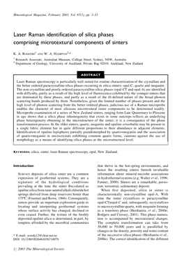 Laser Raman Identification of Silica Phases Comprising Microtextural