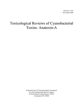 Toxicological Reviews of Cyanobacterial Toxins: Anatoxin-A