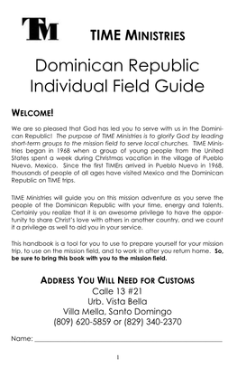 Dominican Republic Individual Field Guide