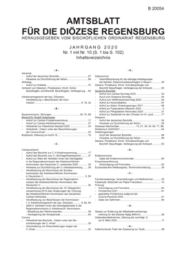 Amtsblatt Für Die Diözese Regensburg Herausgegeben Vom Bischöflichen Ordinariat Regensburg