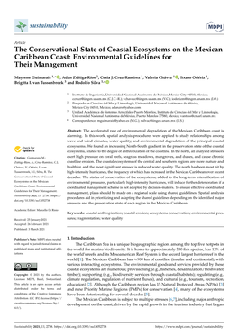 The Conservational State of Coastal Ecosystems on the Mexican Caribbean Coast: Environmental Guidelines for Their Management