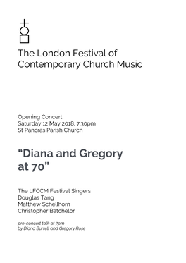 Opening Concert Saturday 12 May 2018, 7.30Pm St Pancras Parish Church