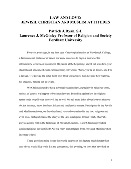 Law and Love: Jewish, Christian and Muslim Attitudes