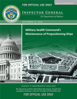 Report No. DODIG-2018-151 Military Sealift Command's Maintenance Of