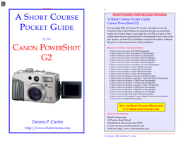 Canon G2 Pocket Guide