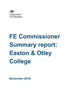 FE Commissioner Summary Report: Easton & Otley College