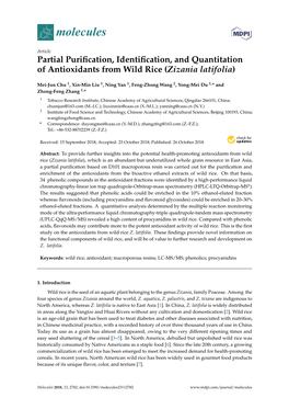 Partial Purification, Identification, and Quantitation of Antioxidants From