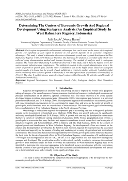 Determining the Centers of Economic Growth and Regional Development Using Scalogram Analysis (An Empirical Study in West Halmahera Regency, Indonesia)