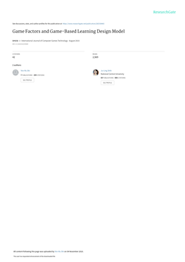 Game Factors and Game-Based Learning Design Model