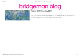 Top Art Exhibitions: July 2018 Ethan Bates, Bridgeman Blog, June 29