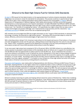 Ethanol Is the Best High Octane Fuel for Vehicle GHG Standards