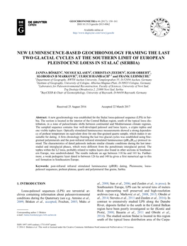 New Luminescence-Based Geochronology Framing the Last Two Glacial Cycles at the Southern Limit of European Pleistocene Loess in Stalać (Serbia)