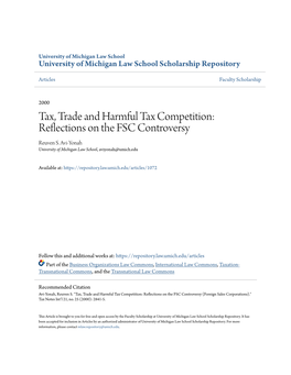 Tax, Trade and Harmful Tax Competition: Reflections on the FSC Controversy Reuven S