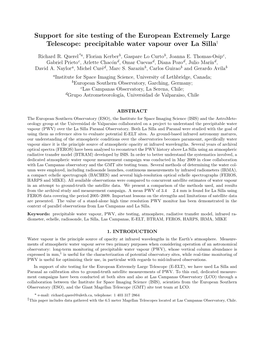 Support for Site Testing of the European Extremely Large Telescope: Precipitable Water Vapour Over La Silla†