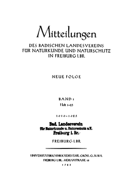 Mitteilungen DES BADISCHEN LANDESVEREINS FUR NATURKUNDE UND NATURSCHUTZ in FREIBURG I.BR