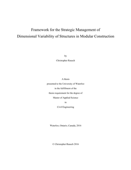 Framework for the Strategic Management of Dimensional Variability of Structures in Modular Construction