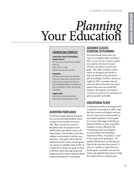 PLANNING YOUR EDUCATION Planning