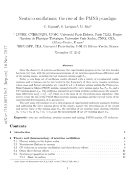 Neutrino Oscillations: the Rise of the PMNS Paradigm Arxiv:1710.00715