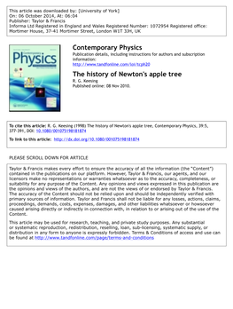 The History of Newton' S Apple Tree