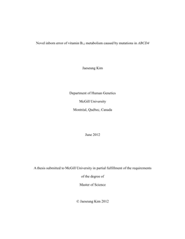 Novel Inborn Error of Vitamin B12 Metabolism Caused by Mutations in ABCD4