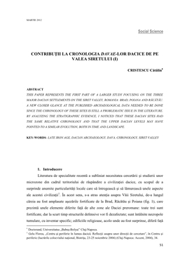 Social Science CONTRIBUŢII LA CRONOLOGIA DAVAE-LOR