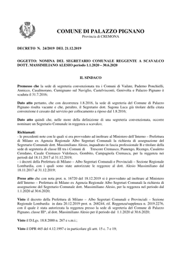 Decreto N. 24-2019 Reggenza a Scavalco