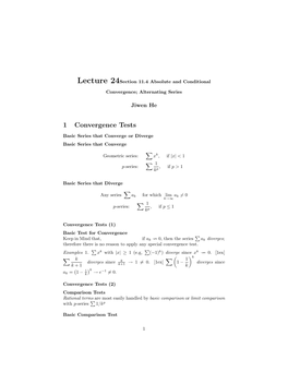 1 Convergence Tests