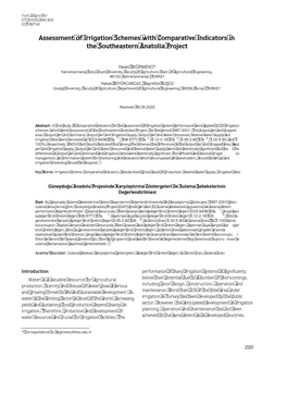 Assessment of Irrigation Schemes with Comparative Indicators in the Southeastern Anatolia Project