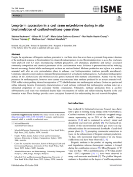 Long-Term Succession in a Coal Seam Microbiome During in Situ Biostimulation of Coalbed-Methane Generation