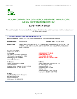 INDALLOY CONTAINING INDIUM with TIN, LEAD, SILVER, COPPER.Rtf