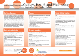 Culture, Health and Well-Being -Conference 21.-24.9.2011 in Turku