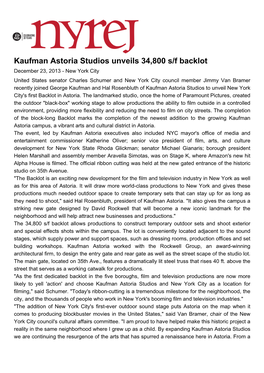 Kaufman Astoria Studios Unveils 34800 S/F Backlot