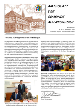 September 2018 AMTSBLATT 1 DER GEMEINDE ALTENKUNSTADT