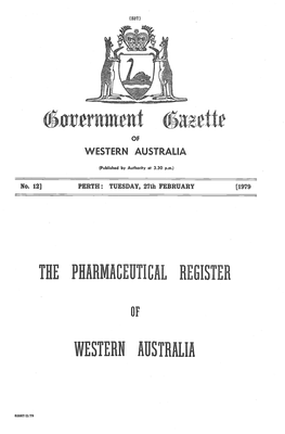Western Australia the P11arijaceutical Register Western Australia