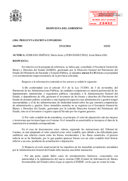 Pregunta Escrita Congreso 184/5983 23/12/2016 13232