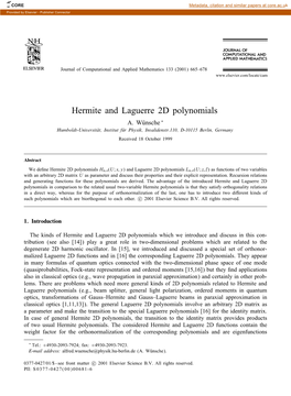 Hermite and Laguerre 2D Polynomials A