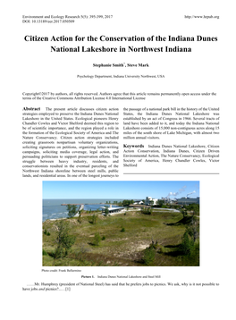 Citizen Action for the Conservation of the Indiana Dunes National Lakeshore in Northwest Indiana