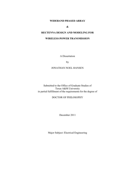 Wideband Phased Array & Rectenna Design And