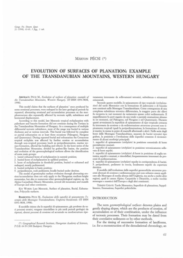 Evolution of Surfaces of Planation: Example of the Transdanubian Mountains, Western Hungary