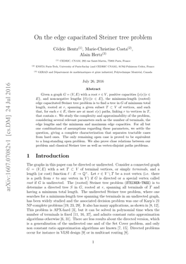 On the Edge Capacitated Steiner Tree Problem Arxiv:1607.07082V1