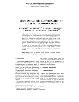 Mechanical Characterization of Glass Frit Bonded Wafers