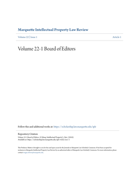 Volume 22-1 Board of Editors