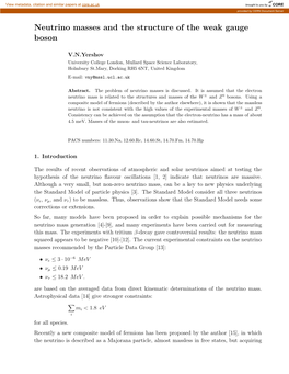 Neutrino Masses and the Structure of the Weak Gauge Boson