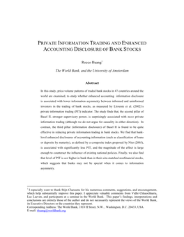 Private Information Trading and Enhanced Accounting Disclosure of Bank Stocks